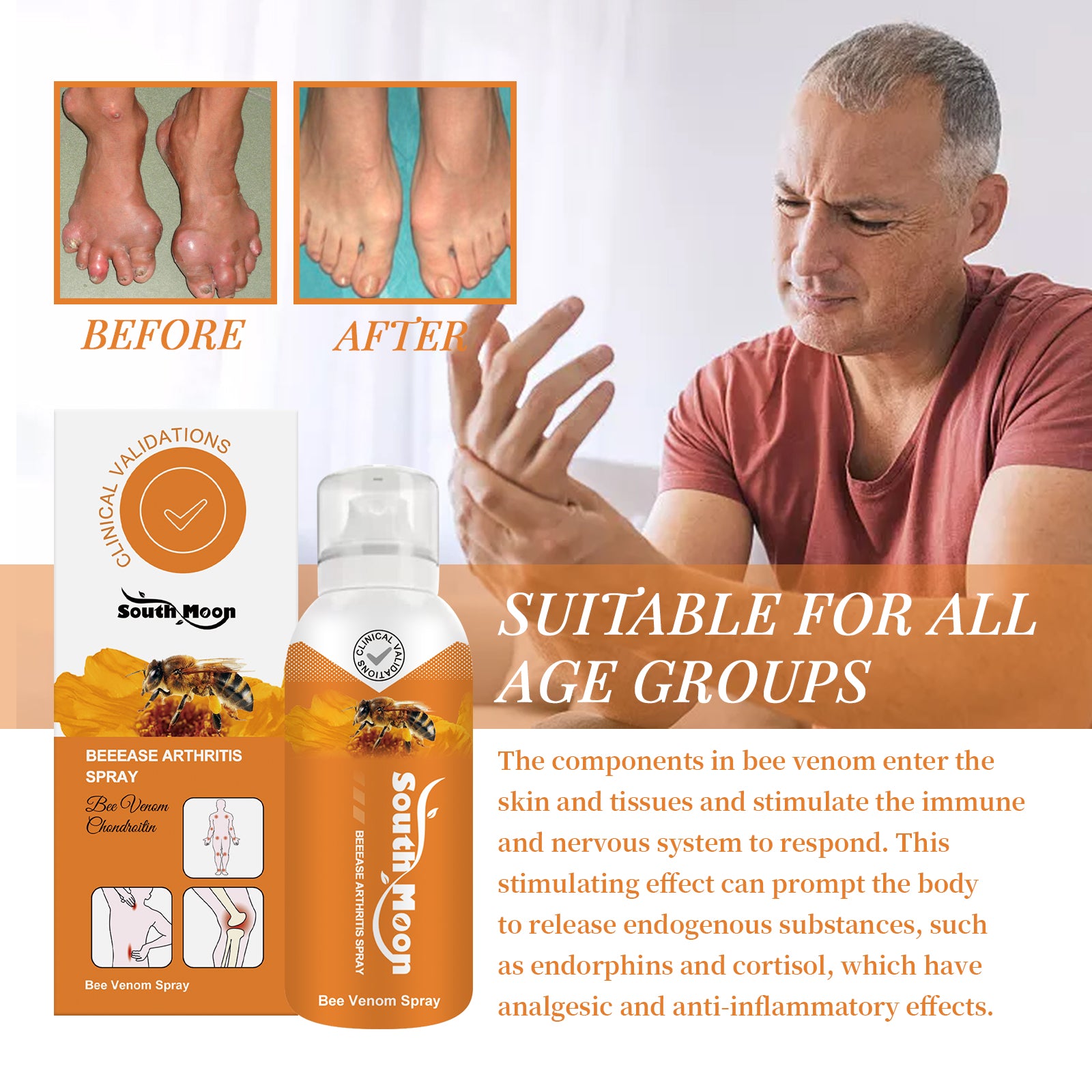 South Moon Beease Arthritis Spray, Relieve Joint Pain Shoulder Cervical Vertebra Lumbar Body Care Spray