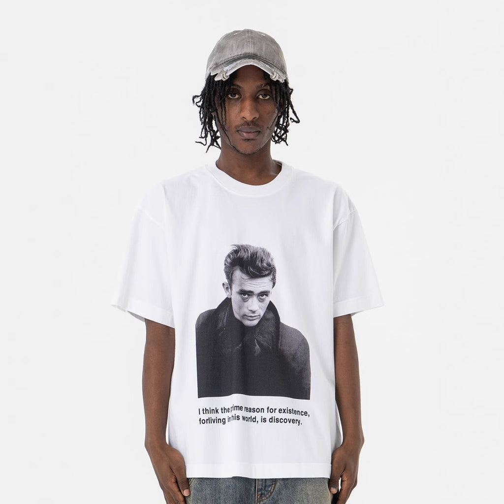 Men's Clothing  Portrait Crew Neck Short Sleeve T-Shirt Loose Fit Unisex