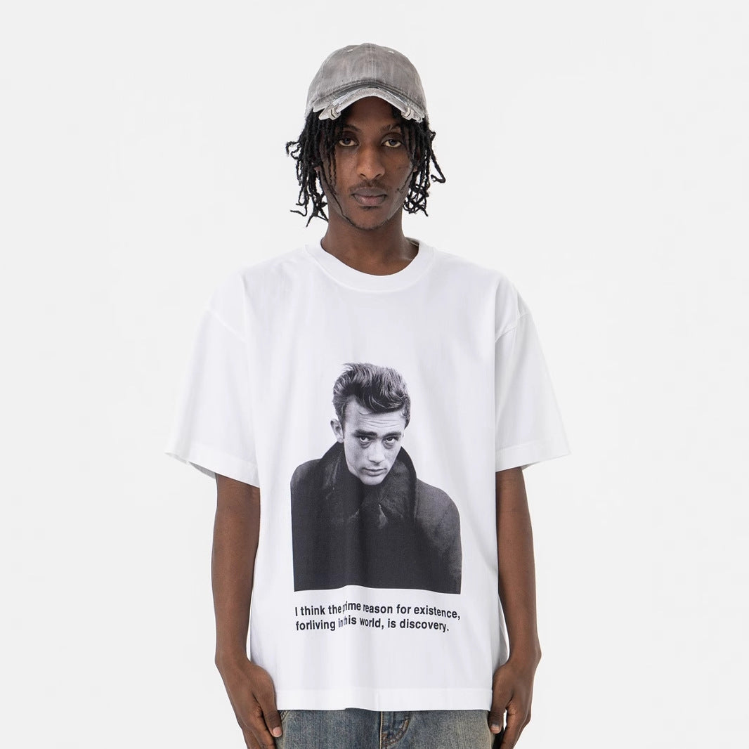 Men's Clothing  Portrait Crew Neck Short Sleeve T-Shirt Loose Fit Unisex