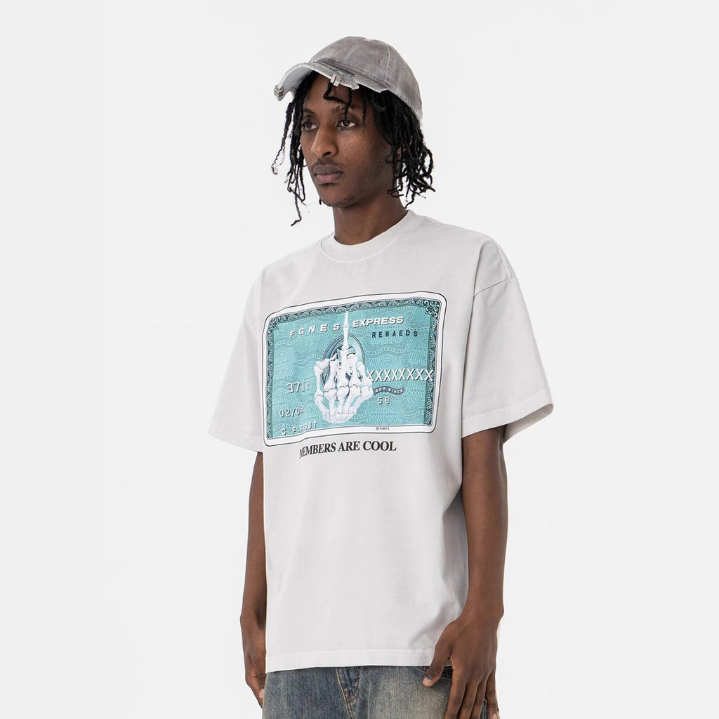 Men's Clothing Skull Finger Print Washed Retro High Street Short Sleeve T-Shirt