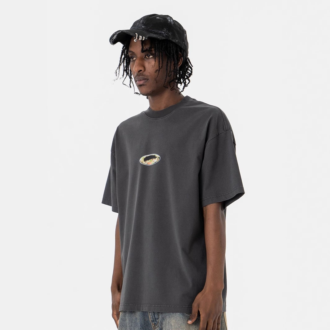 Men's Retro Print Short Sleeve T-Shirt for Men and Women