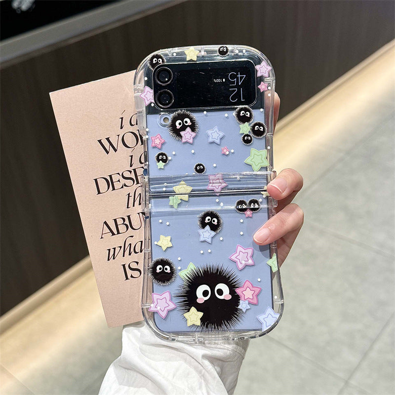 Cute Coal Ball Slim Waist Foldable Phone Case for Samsung Galaxy Z Flip 4/5/6/7