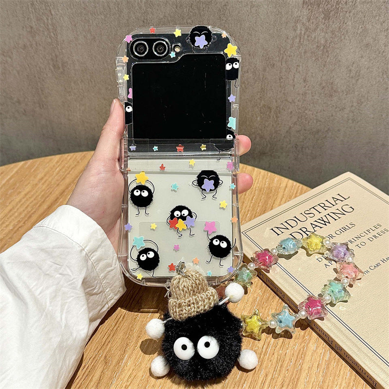 Cute Coal Ball Slim Waist Foldable Phone Case for Samsung Galaxy Z Flip 4/5/6/7