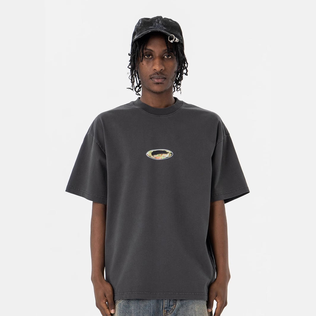 Men's Retro Print Short Sleeve T-Shirt for Men and Women