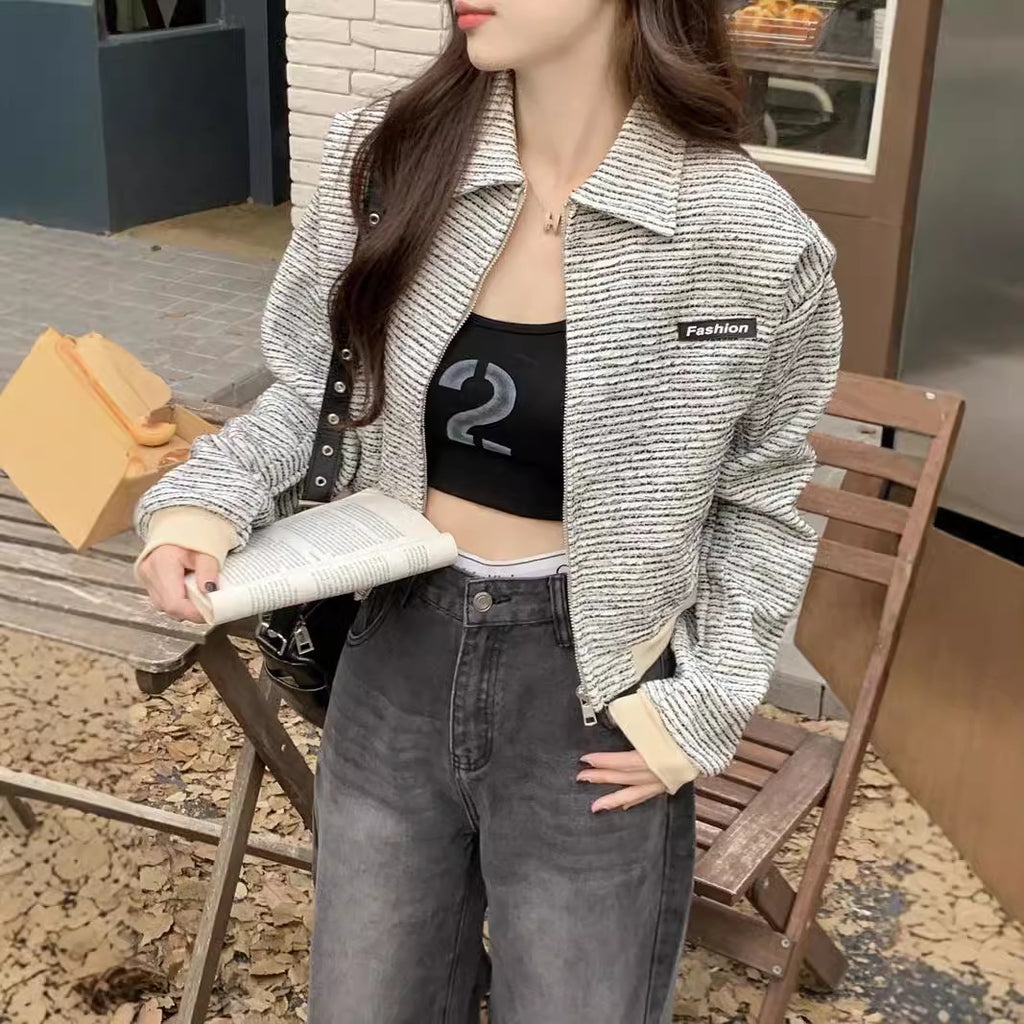 Style Baseball Jacket Women's Temperament Casual Versatile Loose Cardigan Long Sleeve Top Women