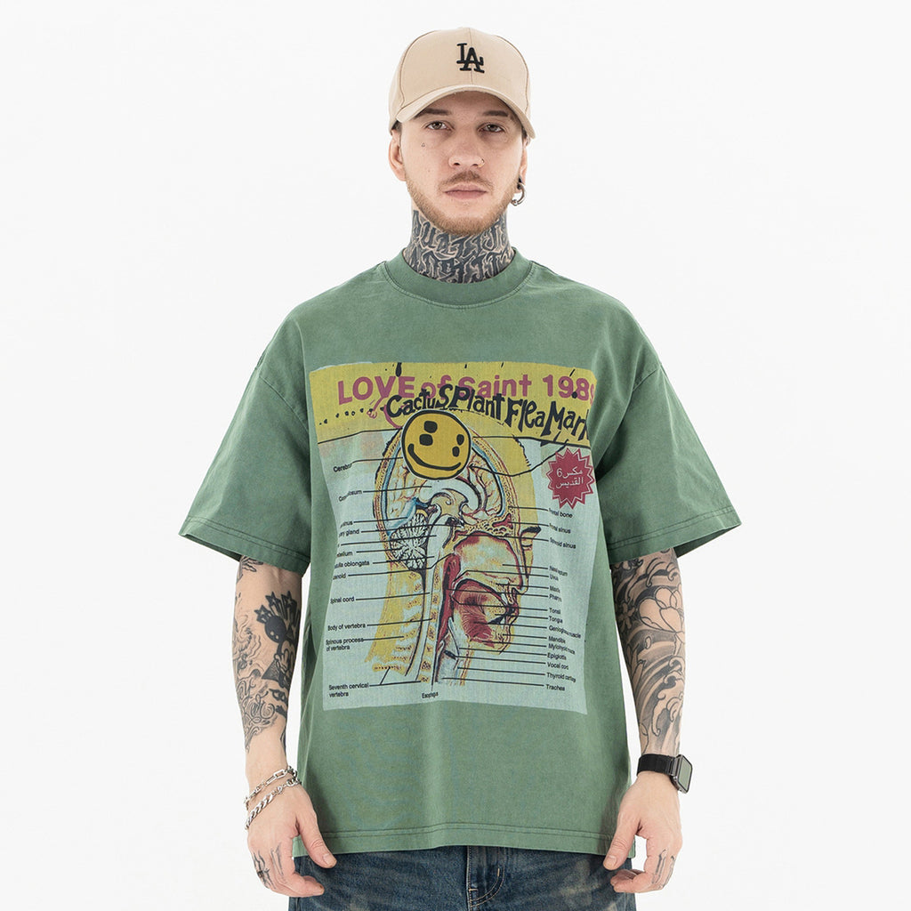 Men's Clothing  Casual Same Model Joint  Smiling Face Pattern Short Sleeve T-Shirt