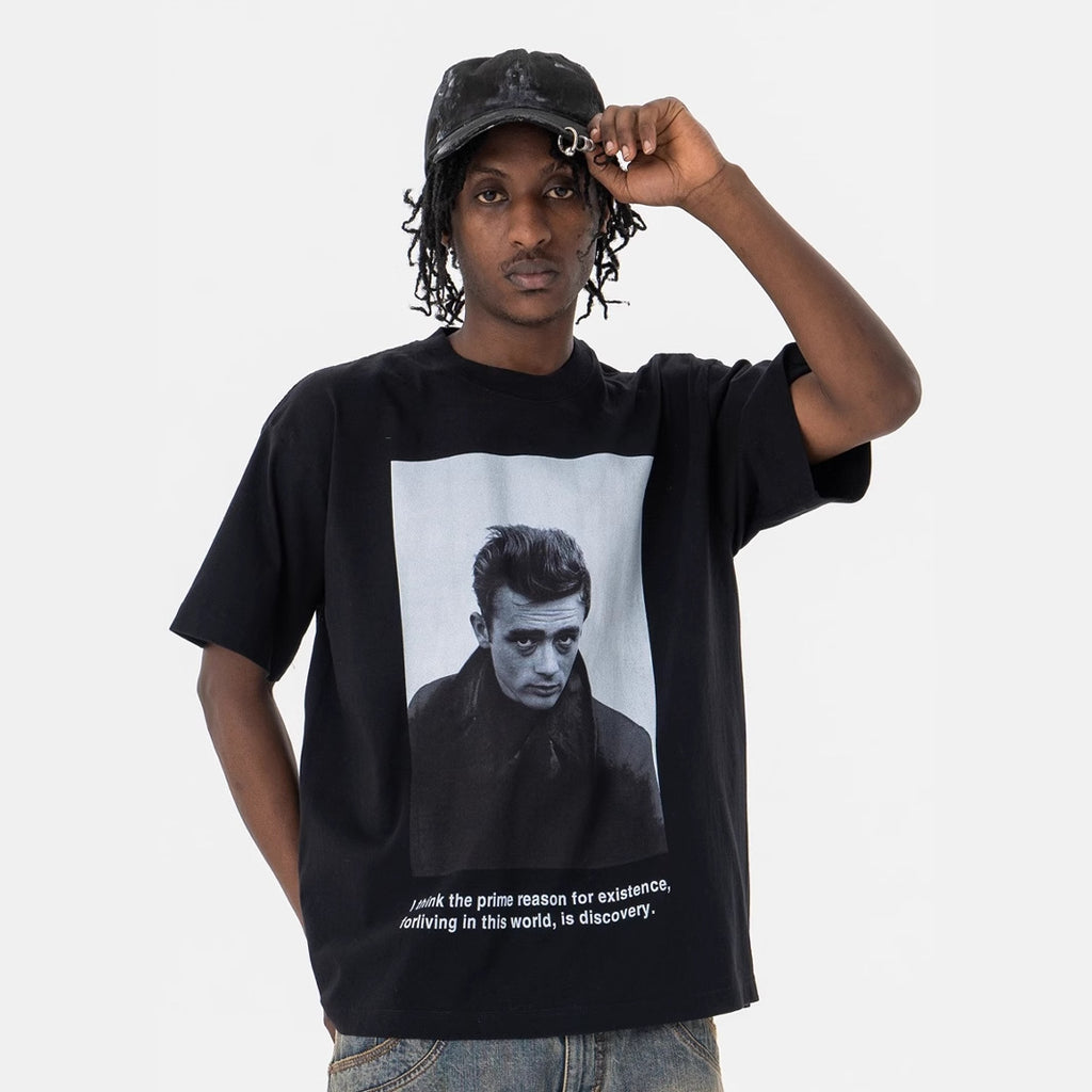 Men's Clothing  Portrait Crew Neck Short Sleeve T-Shirt Loose Fit Unisex