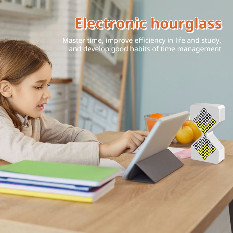 Cyber-style LED electronic sand timer: gravity-sensing, 1-30min countdown, tech decompression toy