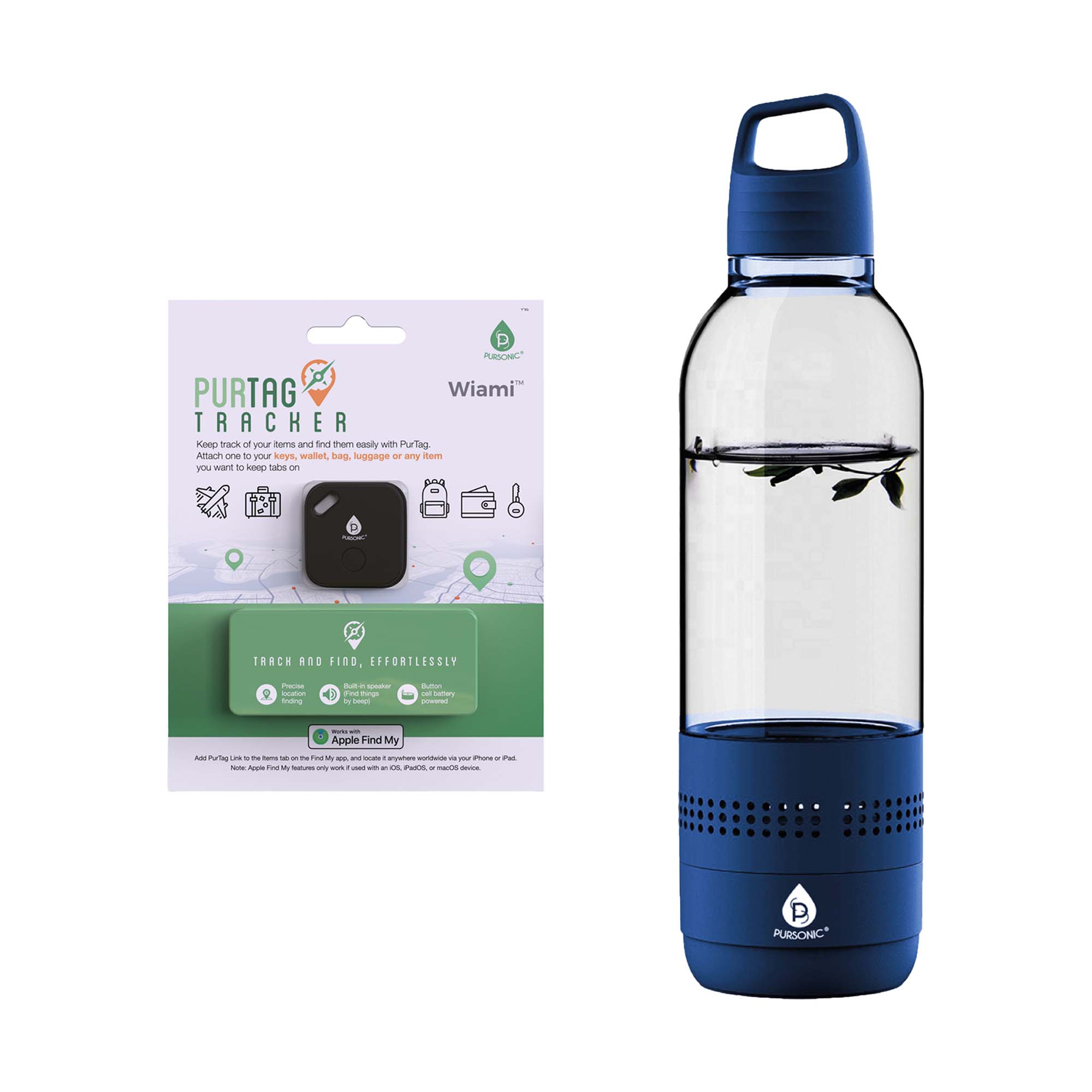Pursonic 2-in-1 Water Bottle Speaker & Purtag Tracker Bundle – Hydration, Music & Security On the Go!-0