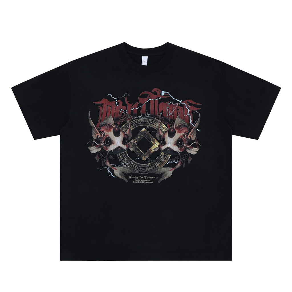 Men's Clothing Print Casual Loose Short Sleeve T-Shirt for Men and Women