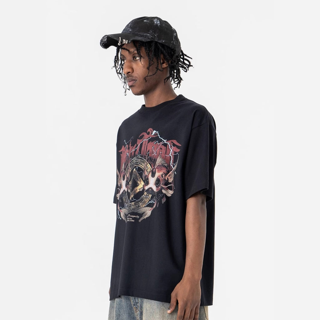 Men's Clothing Print Casual Loose Short Sleeve T-Shirt for Men and Women