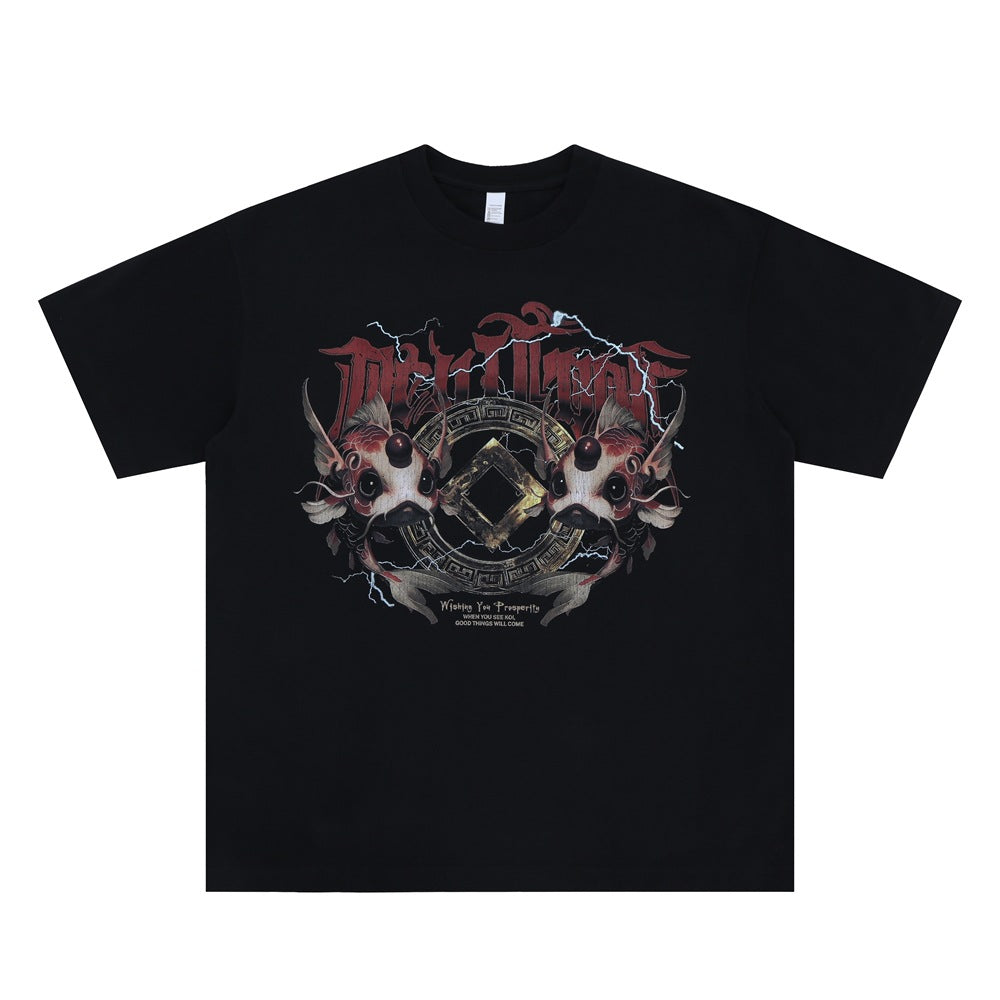 Men's Clothing Print Casual Loose Short Sleeve T-Shirt for Men and Women