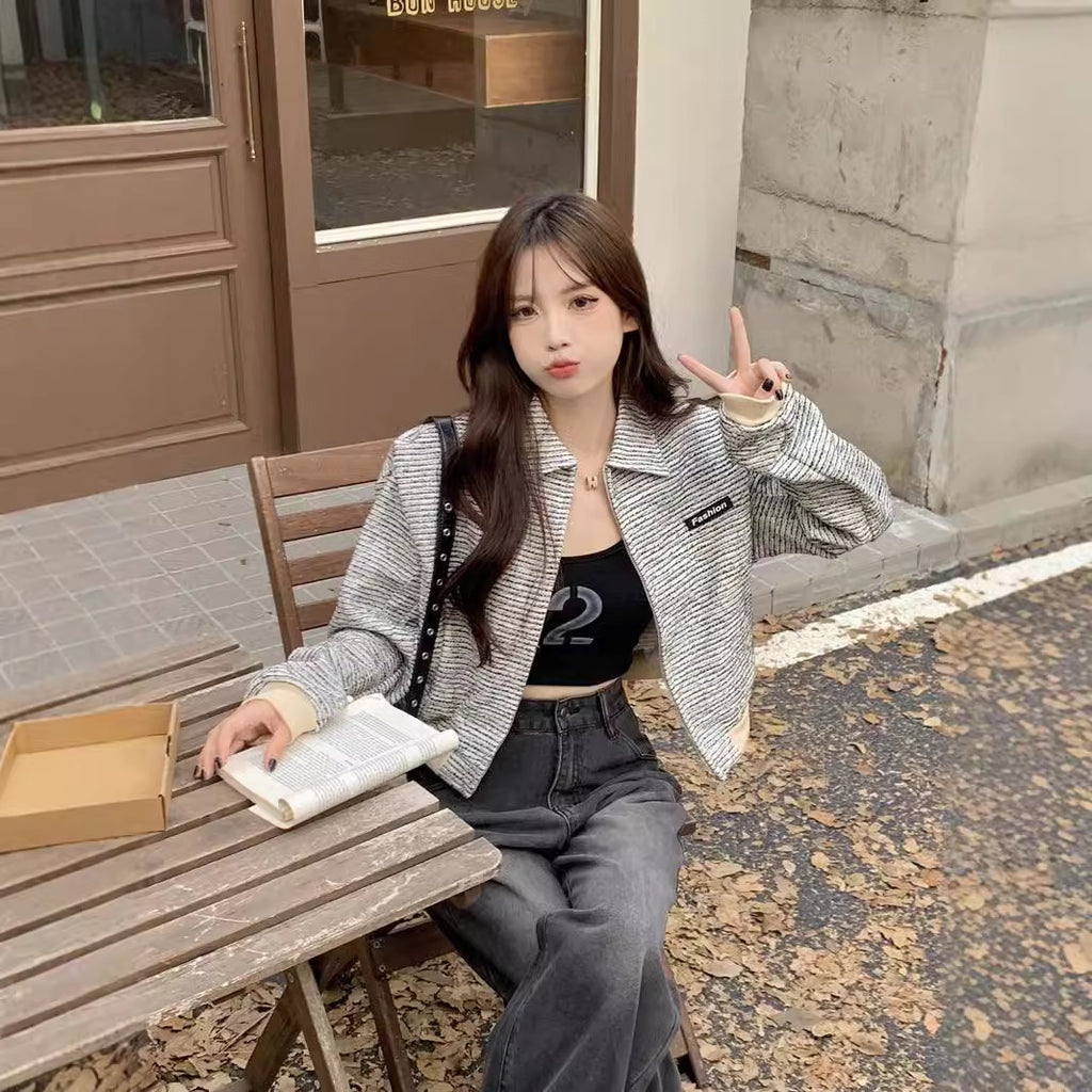 Style Baseball Jacket Women's Temperament Casual Versatile Loose Cardigan Long Sleeve Top Women