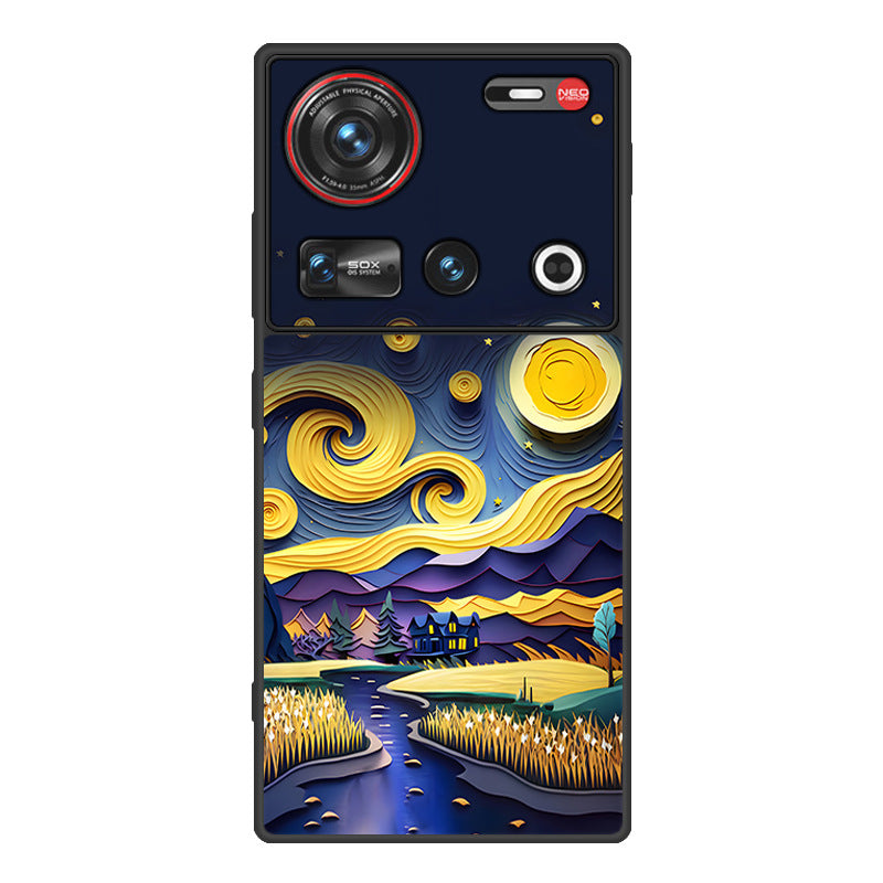 Nubia Z70Sultra Phone Case Leather Business Anti-drop Protective Cover Classic Starry Sky