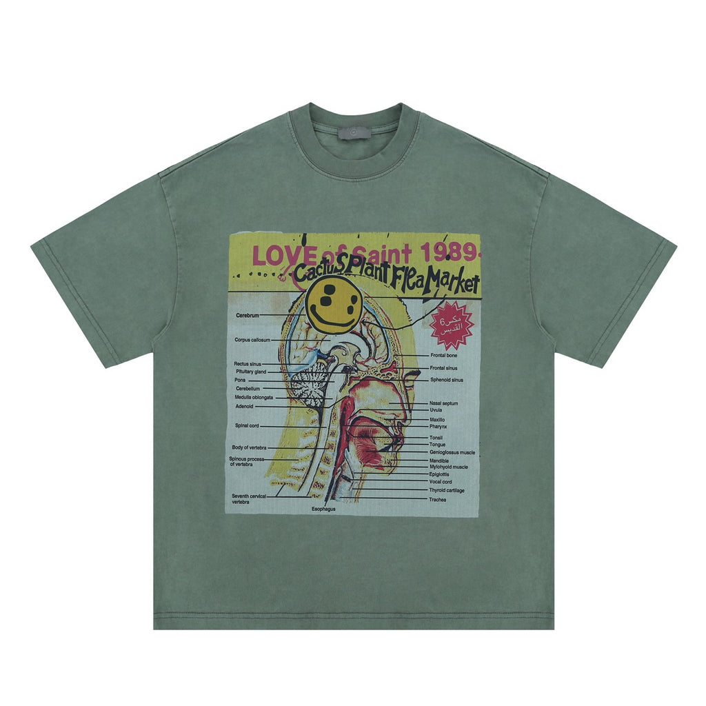 Men's Clothing  Casual Same Model Joint  Smiling Face Pattern Short Sleeve T-Shirt