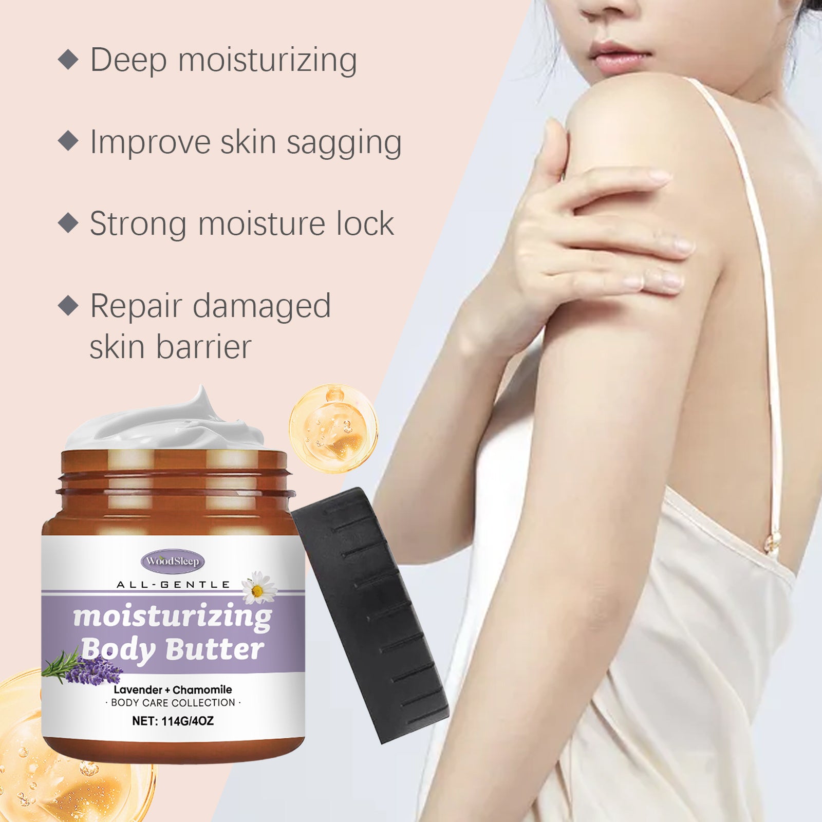 WoodSleep Lavender And Chamomile Body Butter Moisturizer Deeply Hydrates And Moisturizes All Over The Skin