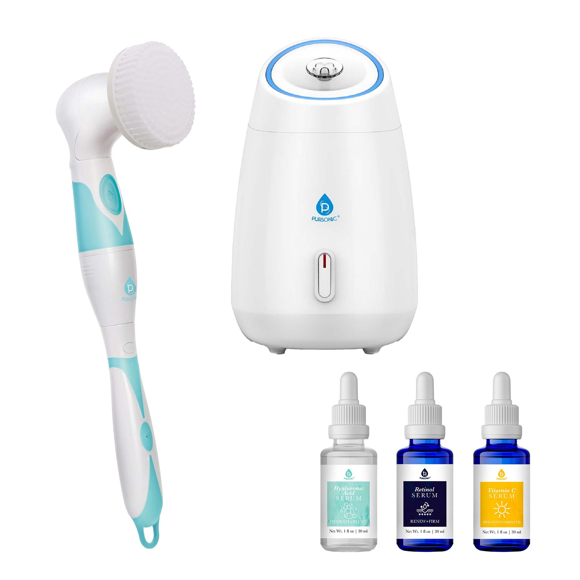 Pursonic Complete Spa & Skincare Bundle – Facial Steamer, Cleansing Brush, and Anti-Aging Serum Set-0