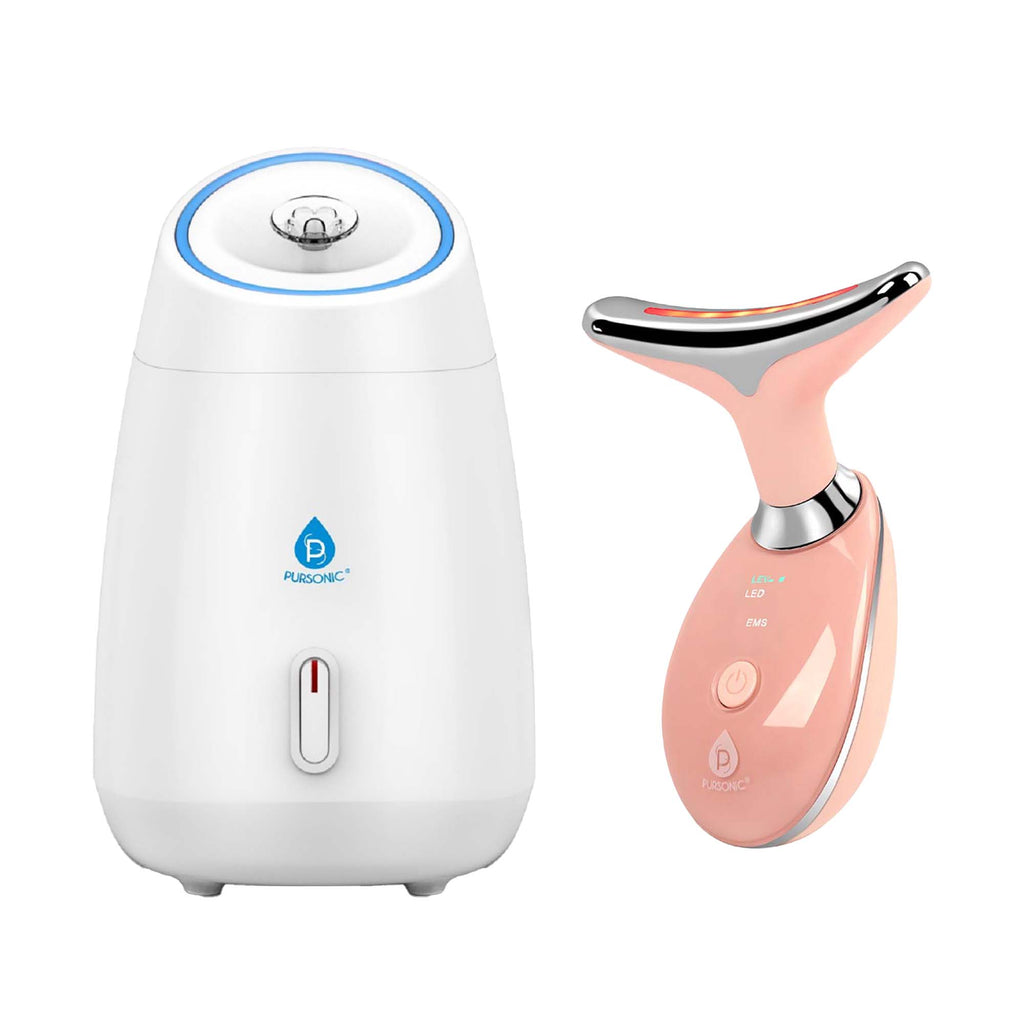 Pursonic Ultimate Spa & Beauty Bundle – Facial Steamer and 7-in-1 LED Light Therapy Device-0