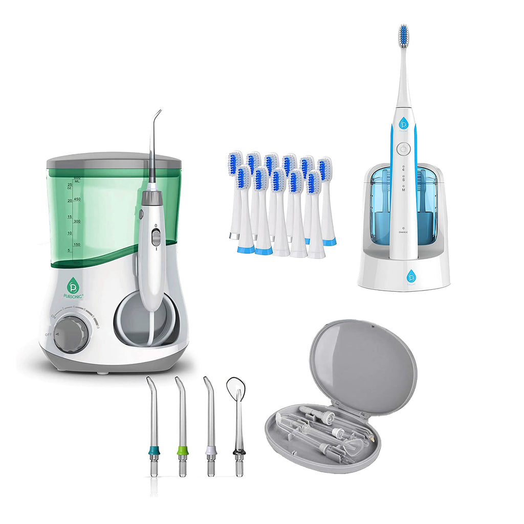 Pursonic Water Flosser & Sonic Rechargeable Toothbrush Bundle – Complete Oral Care System with UV Sanitizing Function-0